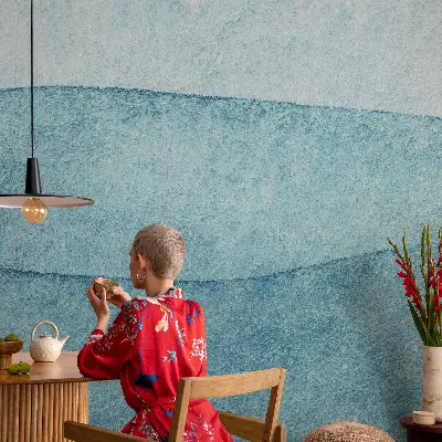 Selbstklebende Fototapete für die Wand mit blauem Wellenmuster