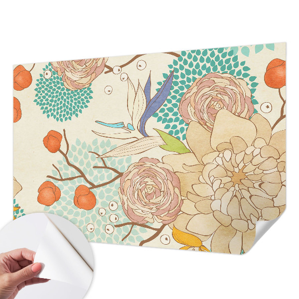 Selbstklebende Fototapete fürs Schlafzimmer Blumenfantasie