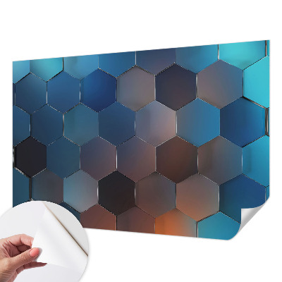 Selbstklebende Fototapete für die Wand mit blauem Sechseckmuster