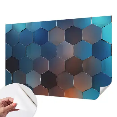 Selbstklebende Fototapete für die Wand mit blauem Sechseckmuster