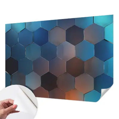 Selbstklebende Fototapete für die Wand mit blauem Sechseckmuster