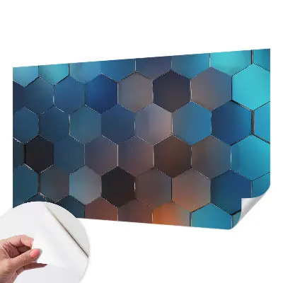 Selbstklebende Fototapete für die Wand mit blauem Sechseckmuster