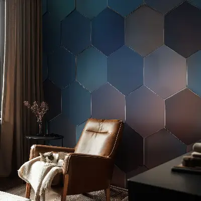 Selbstklebende Fototapete für die Wand mit blauem Sechseckmuster