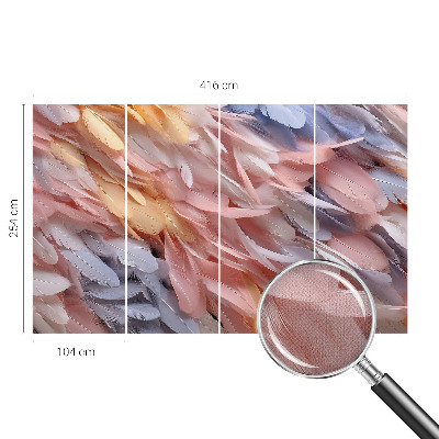 Selbstklebende Fototapete fürs Kinderzimmer Pastellfarbene Federn