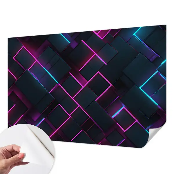 32D-Fototapete mit neonfarbenem geometrischem Muster