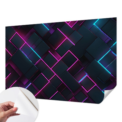 32D-Fototapete mit neonfarbenem geometrischem Muster
