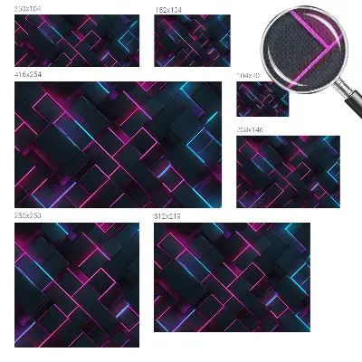 32D-Fototapete mit neonfarbenem geometrischem Muster