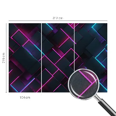 32D-Fototapete mit neonfarbenem geometrischem Muster