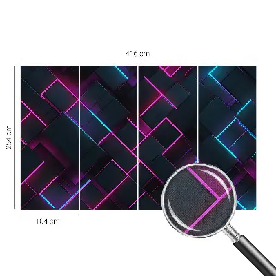 32D-Fototapete mit neonfarbenem geometrischem Muster