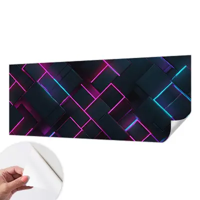 32D-Fototapete mit neonfarbenem geometrischem Muster