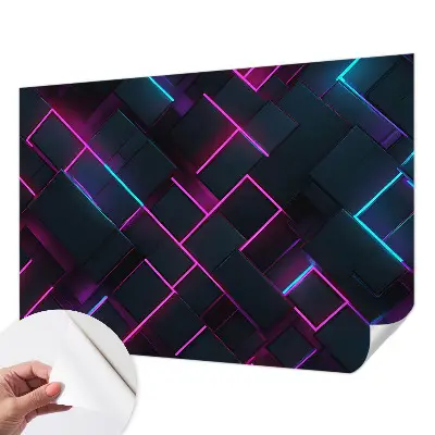 32D-Fototapete mit neonfarbenem geometrischem Muster