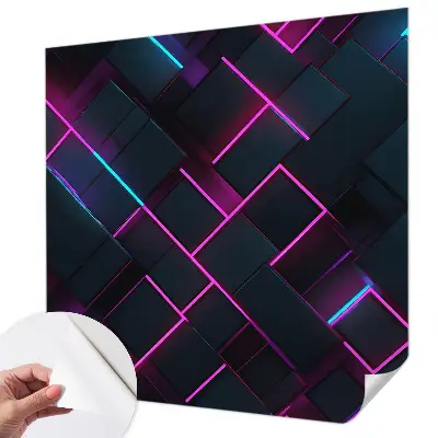 32D-Fototapete mit neonfarbenem geometrischem Muster