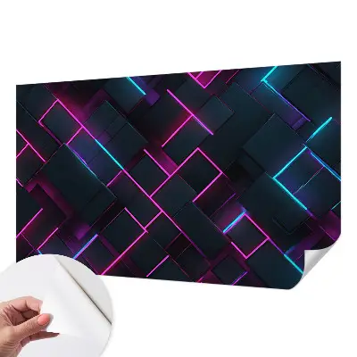 32D-Fototapete mit neonfarbenem geometrischem Muster