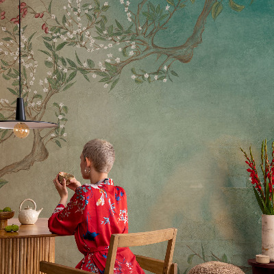 32D-Fototapete fürs Schlafzimmer Florale Harmonie