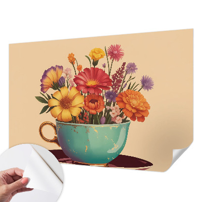 Moderne Fototapete nach Maß mit einem farbenfrohen Blumenstrauß