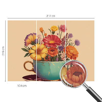 Moderne Fototapete nach Maß Ein farbenfroher Blumenstrauß