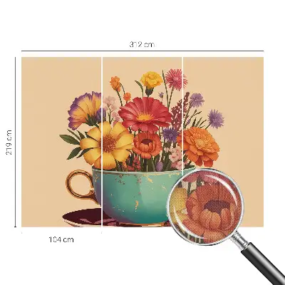 Moderne Fototapete nach Maß mit einem farbenfrohen Blumenstrauß