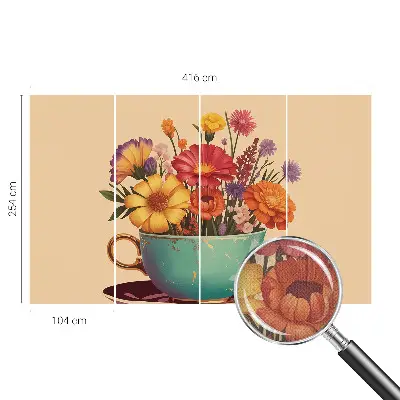 Moderne Fototapete nach Maß mit einem farbenfrohen Blumenstrauß