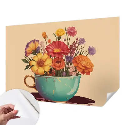 Moderne Fototapete nach Maß mit einem farbenfrohen Blumenstrauß