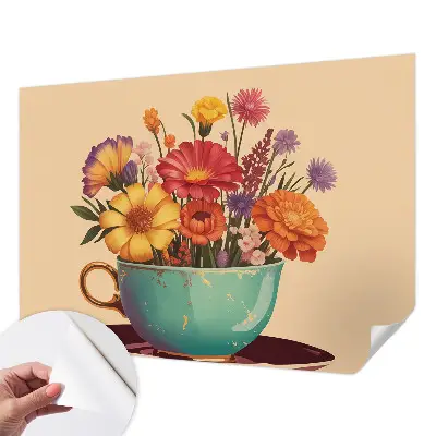 Moderne Fototapete nach Maß mit einem farbenfrohen Blumenstrauß