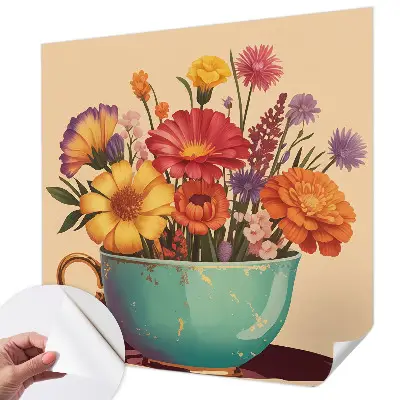 Moderne Fototapete nach Maß mit einem farbenfrohen Blumenstrauß