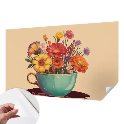 Moderne Fototapete nach Maß mit einem farbenfrohen Blumenstrauß