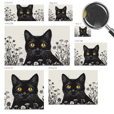 Motivtapete nach Maß mit Katzen- und Blumenmotiv