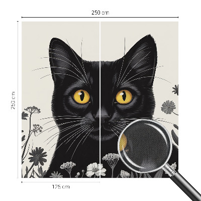 Motivtapete nach Maß mit Katzen- und Blumenmotiv