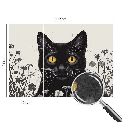 Motivtapete nach Maß mit Katzen- und Blumenmotiv