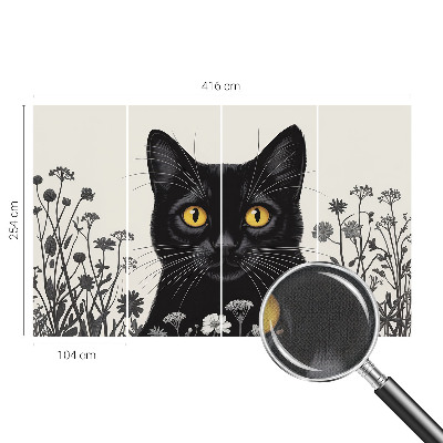 Motivtapete nach Maß mit Katzen- und Blumenmotiv