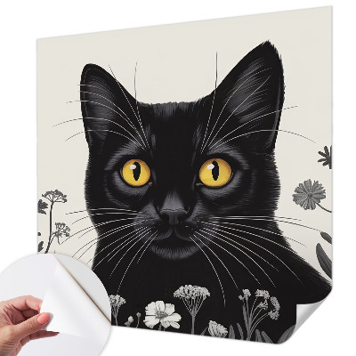 Motivtapete nach Maß mit Katzen- und Blumenmotiv