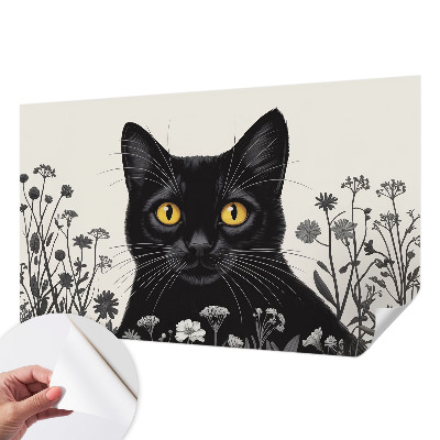 Motivtapete nach Maß mit Katzen- und Blumenmotiv