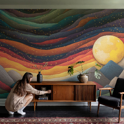 Selbstklebende Fototapete Farbenfrohe Berge