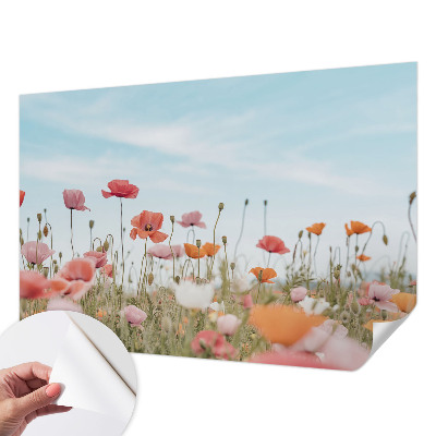 Motivtapete fürs Wohnzimmer mit Mohnblumenmotiv