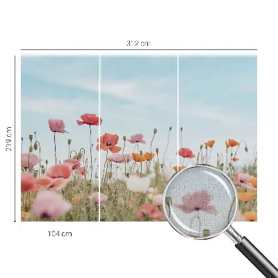 Motivtapete fürs Wohnzimmer mit Mohnblumenmotiv