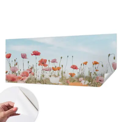 Motivtapete fürs Wohnzimmer mit Mohnblumenmotiv