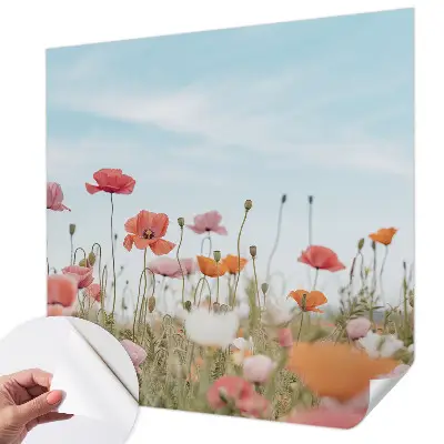 Motivtapete fürs Wohnzimmer mit Mohnblumenmotiv