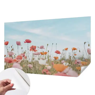Motivtapete fürs Wohnzimmer mit Mohnblumenmotiv