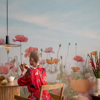 Motivtapete fürs Wohnzimmer Mohnblumen