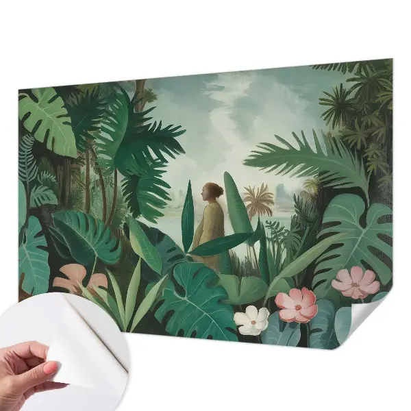 Selbstklebende Fototapete fürs Wohnzimmer mit exotischem Dschungelmotiv