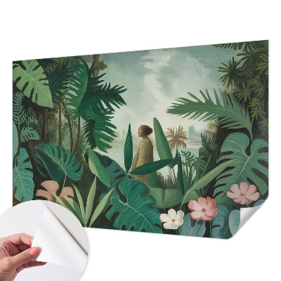 Selbstklebende Fototapete fürs Wohnzimmer mit exotischem Dschungelmotiv