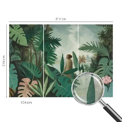 Selbstklebende Fototapete fürs Wohnzimmer mit exotischem Dschungelmotiv