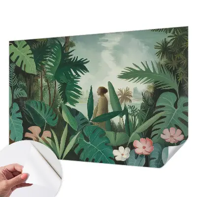 Selbstklebende Fototapete fürs Wohnzimmer mit exotischem Dschungelmotiv