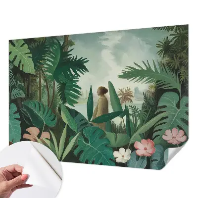 Selbstklebende Fototapete fürs Wohnzimmer mit exotischem Dschungelmotiv