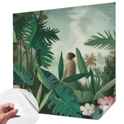 Selbstklebende Fototapete fürs Wohnzimmer mit exotischem Dschungelmotiv