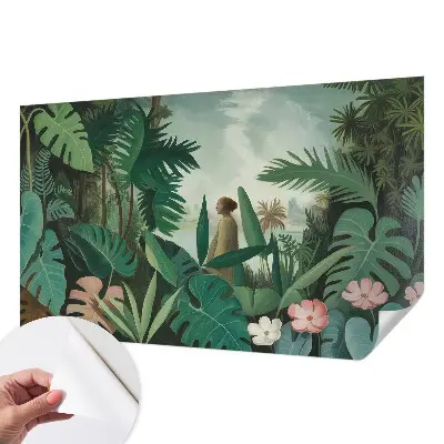 Selbstklebende Fototapete fürs Wohnzimmer mit exotischem Dschungelmotiv
