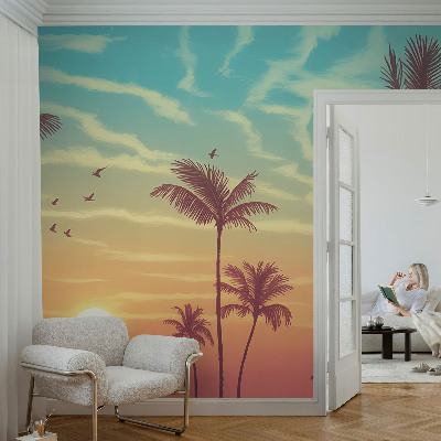 Selbstklebende Fototapete fürs Schlafzimmer mit tropischer Landschaft als Motiv
