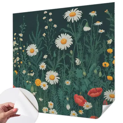 Fototapete in 3D-Optik mit Motiv aus Wildblumen