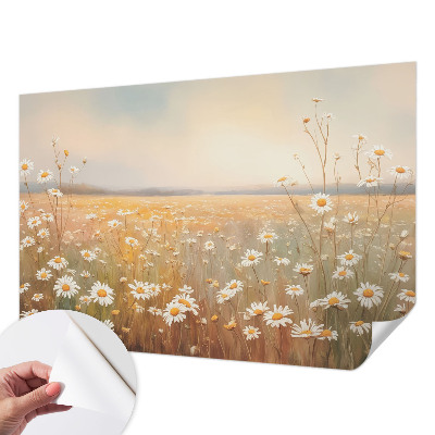 33D-Fototapete fürs Wohnzimmer mit Motiv einer Blumenwiese
