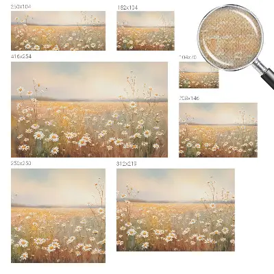 33D-Fototapete fürs Wohnzimmer mit Motiv einer Blumenwiese